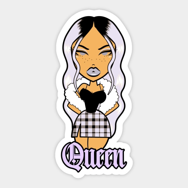 Queen Doll girl Light Purple v3 Sticker by Just In Tee Shirts